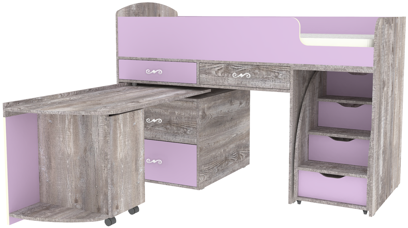 Изображение товара Кровать Кариви Малыш 6 00059-31-25-00 163x104x73 см цвет ирис/бетон