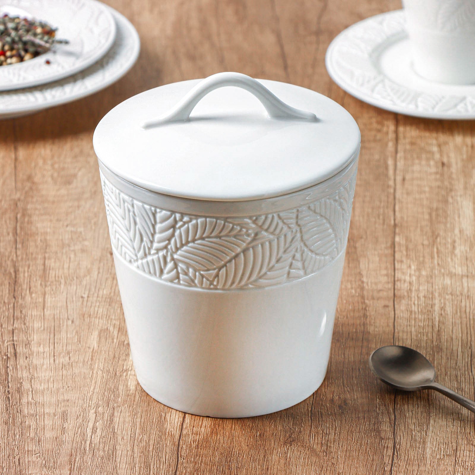 Изображение товара Банка Magistro 7462775 из фарфора для сыпучих продуктов белая