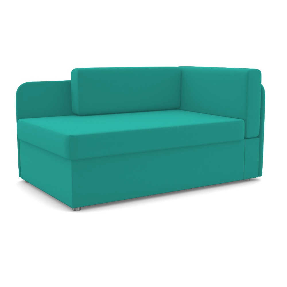 Изображение товара Диван Фокус Компакт 135x61x83 см велюр зеленый угловой с ящиком