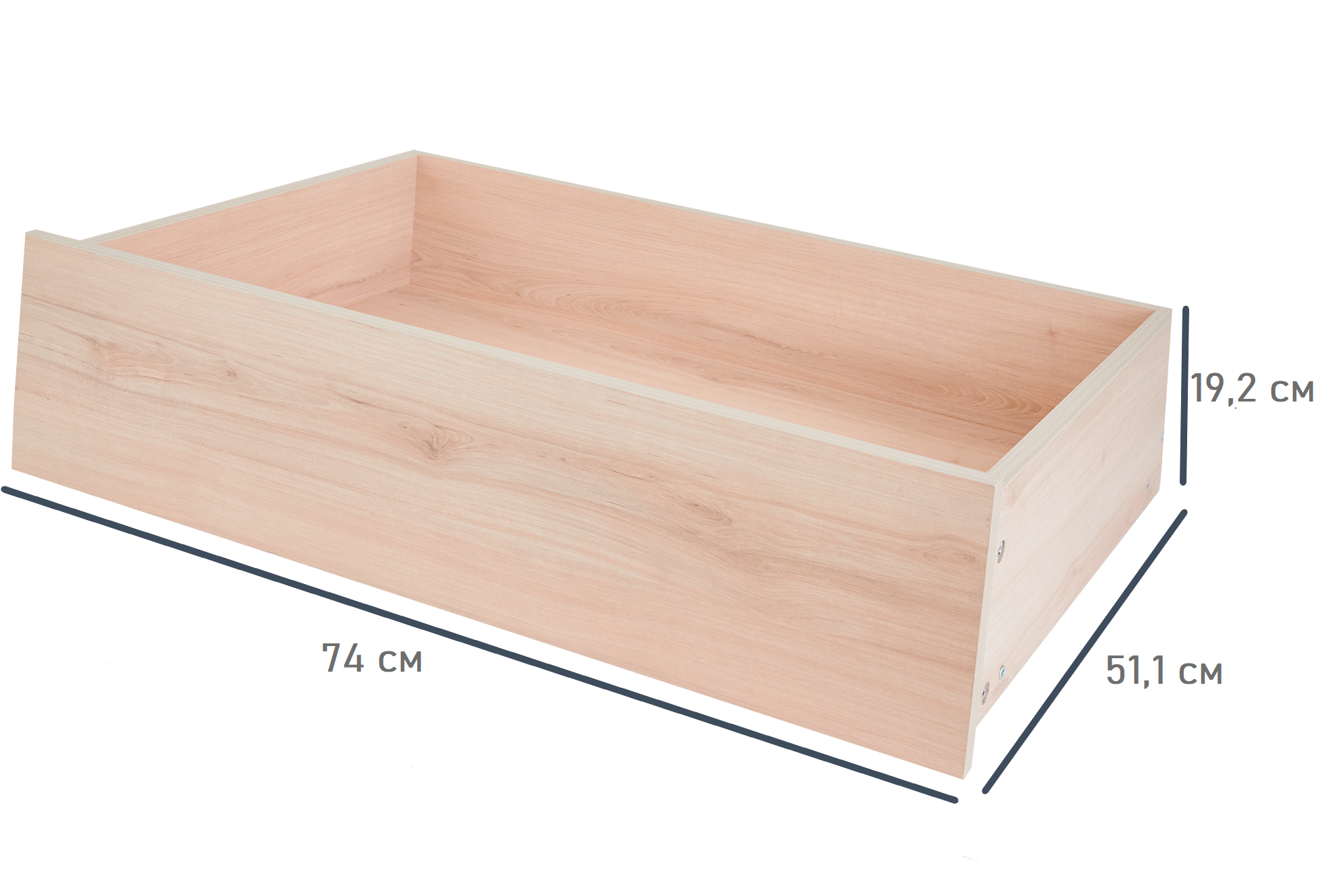 Изображение товара Выдвижной ящик для шкафа Лион 74x19.2x51.1 дуб комано с доводчиком