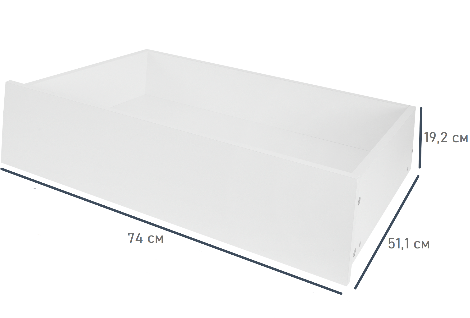 Изображение товара Выдвижной ящик для шкафа Лион 74x19.2x51.1 из ЛДСП белого цвета