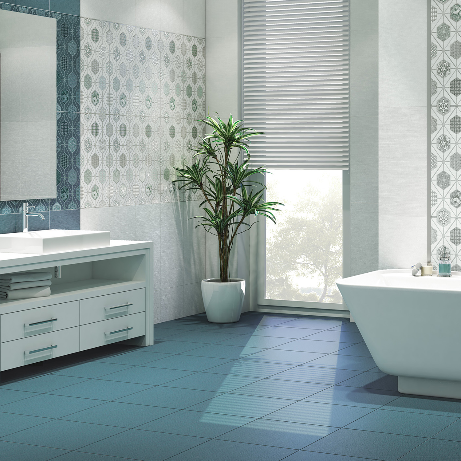 Изображение товара Плитка напольная Azori Devore 42x42 см индиго для внутренних помещений