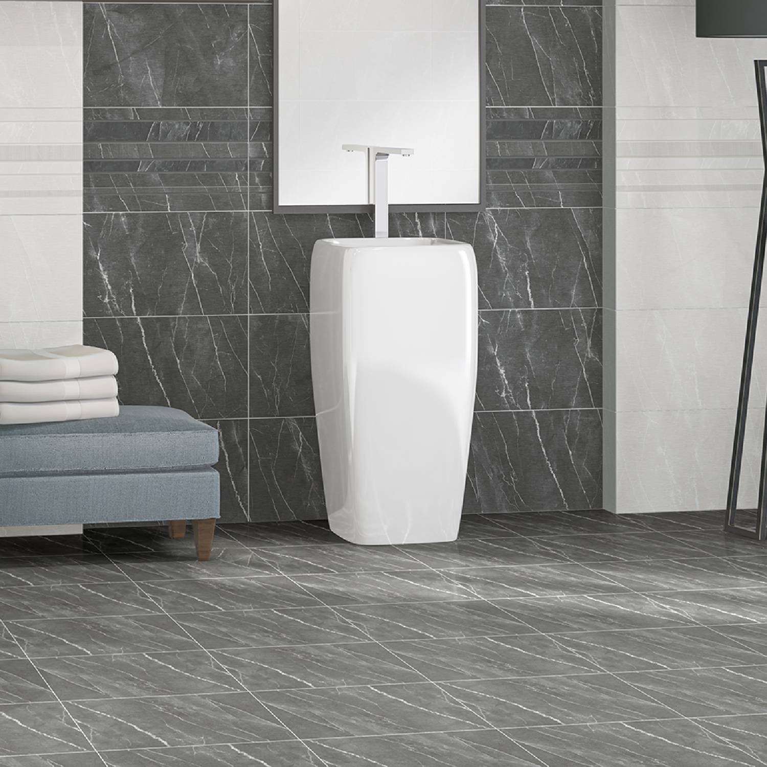 Изображение товара Напольная плитка Azori Hygge Grey 42x42 см для ванных и кухонь