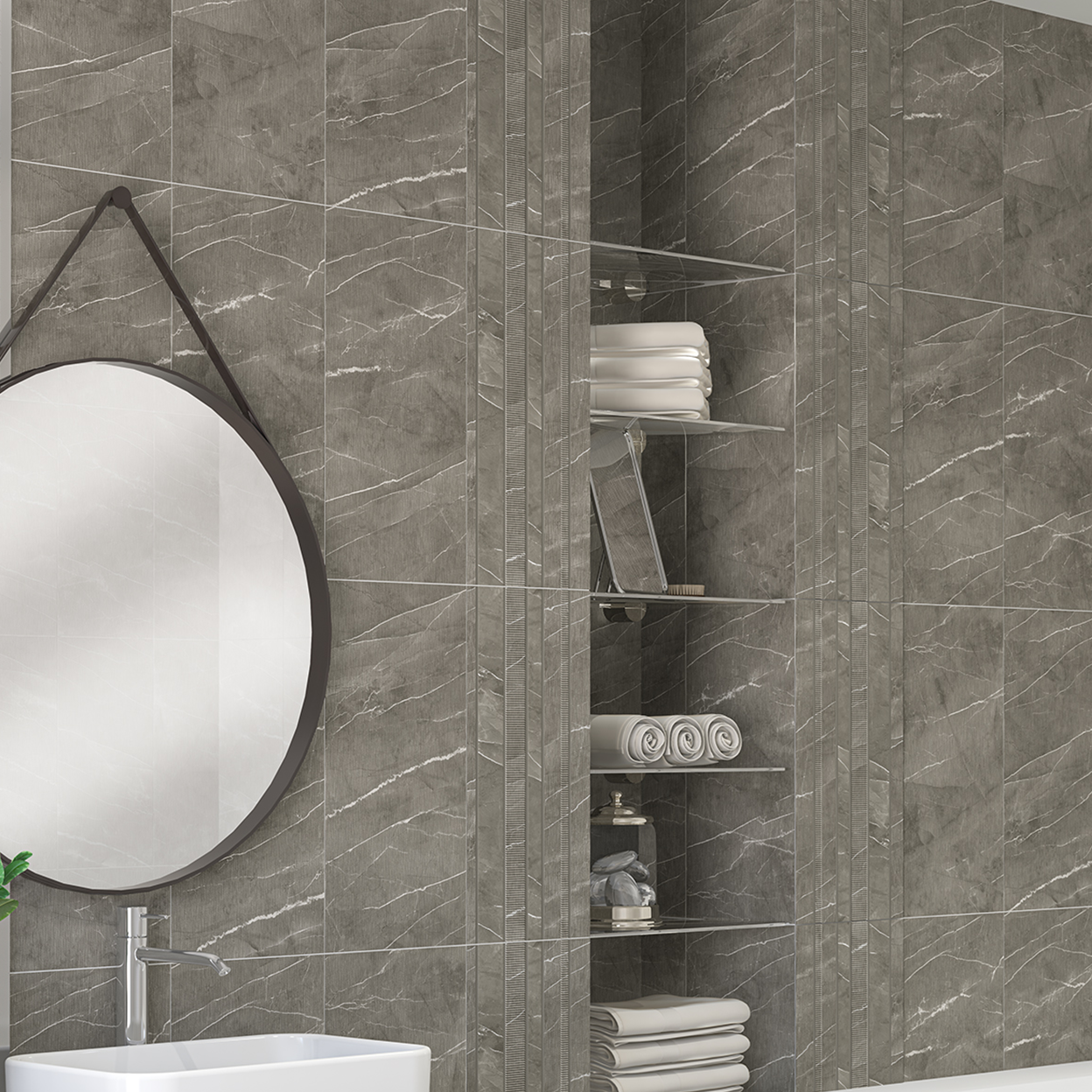 Изображение товара Настенная плитка Azori Hygge Mocca 31.5x63 см камень цвет мокка для ванной