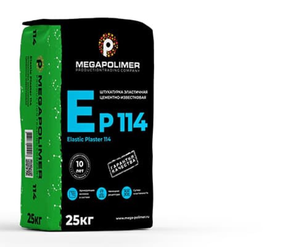 Изображение товара Штукатурка цементно-известковая Megapolimer Plaster Elastic 114 25 кг Изображение товара Штукатурка цементно-известковая Megapolimer Plaster Elastic 114 25 кг