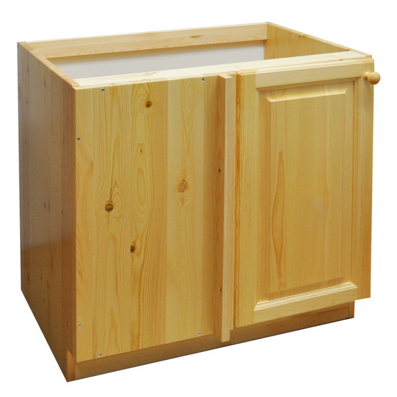 Изображение товара Напольный угловой шкаф Весури из сосны 80x85x50 см с лаком и ручками