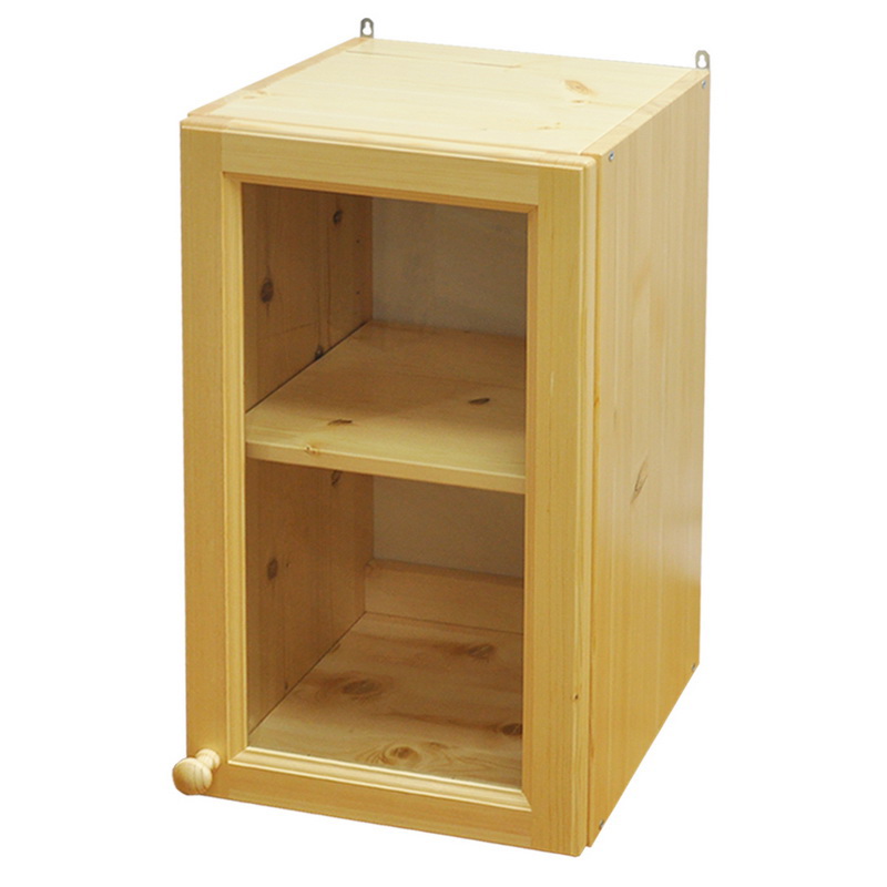 Изображение товара Навесной шкаф со стеклом Весури из сосны 40x74x32 см бежевый