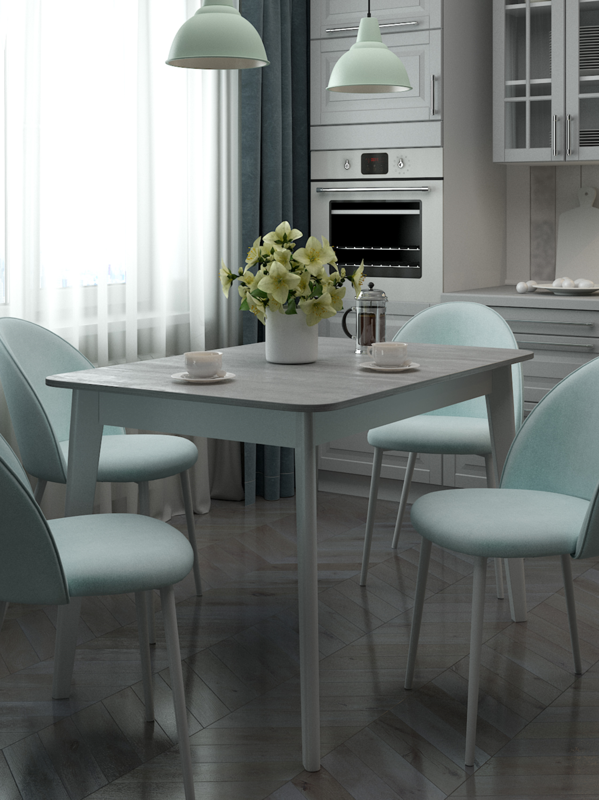 Изображение товара Кухонный раздвижной стол Ваш день Lotus 110x68 см белый ЛДСП стиль Лофт