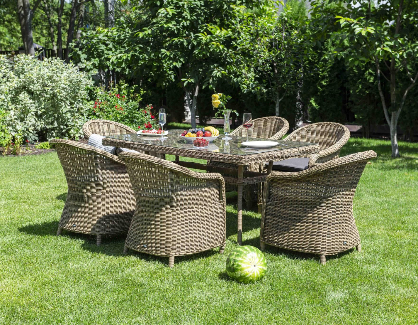 Изображение товара Садовая обеденная группа Эспрессо 6 мест искусственный ротанг Китай