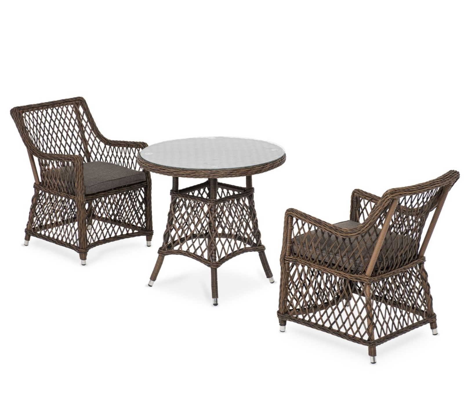 Изображение товара Садовая мебель для обеда 4SIS Эспрессо-80 L круглый стол и 2 кресла из искусственного ротанга