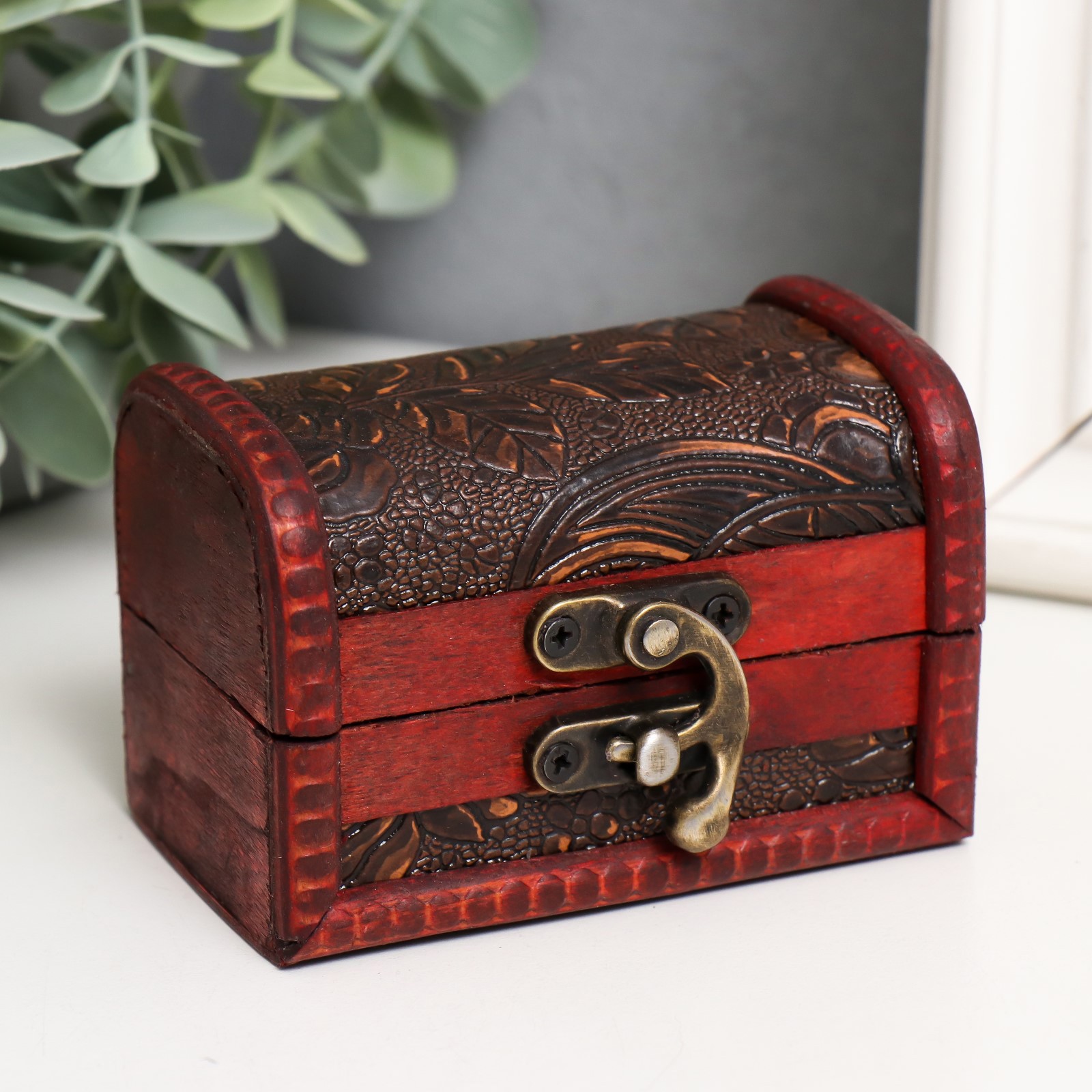 Изображение товара Шкатулка сундучок "Цветущий сад и бабочки" 7x9.5x5.7 см