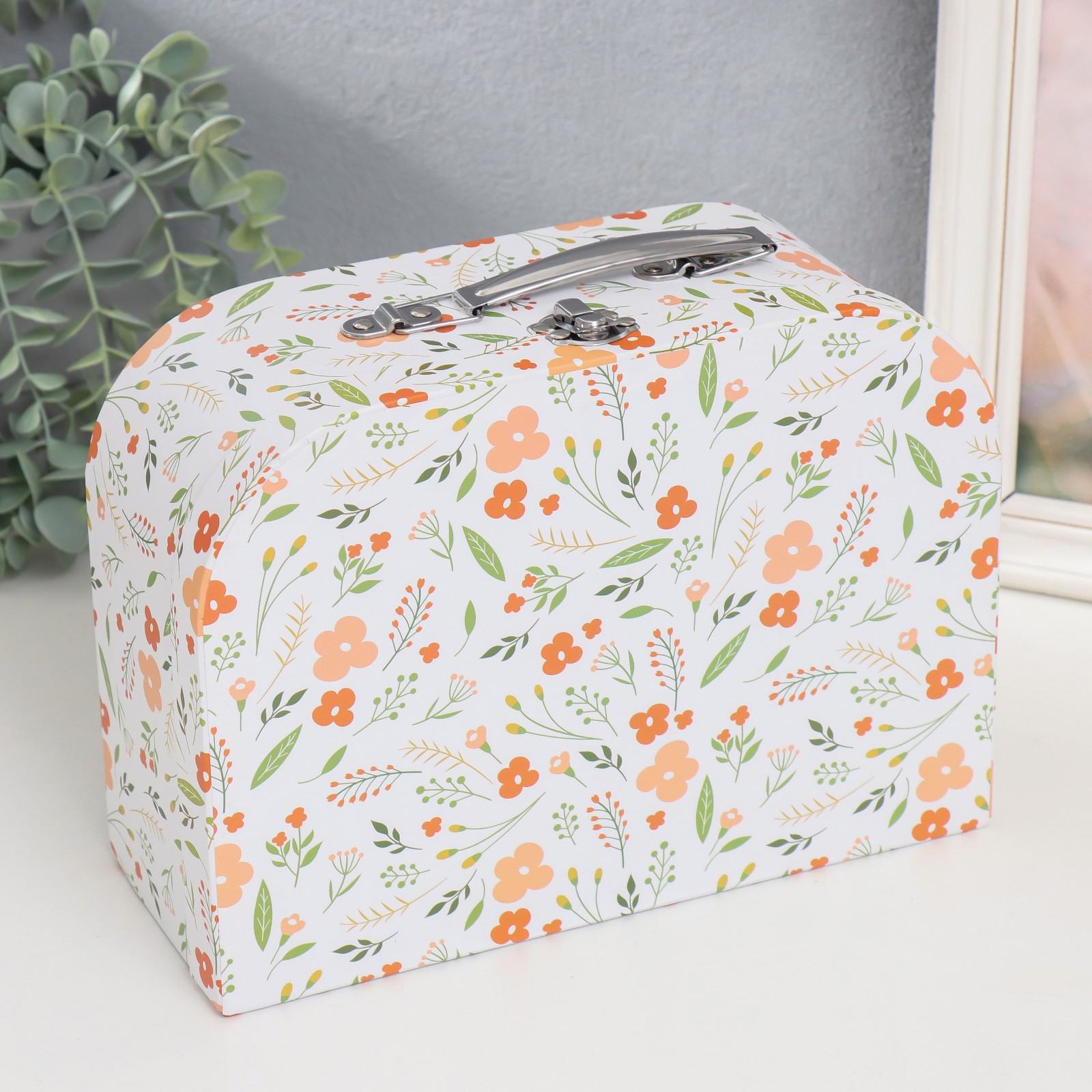 Изображение товара Шкатулка сундучок "Мелкие красные цветочки" 25x10x18.5 см