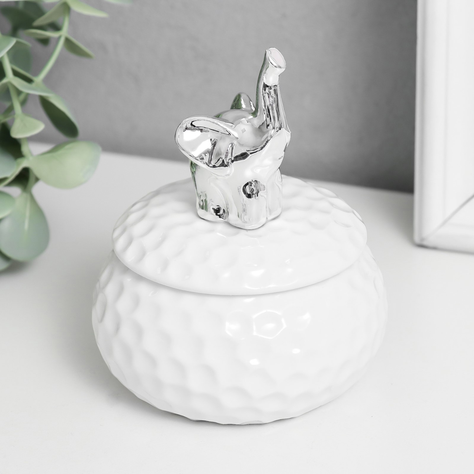 Изображение товара Шкатулка "Слоник" серебро 8x8x10.5 см