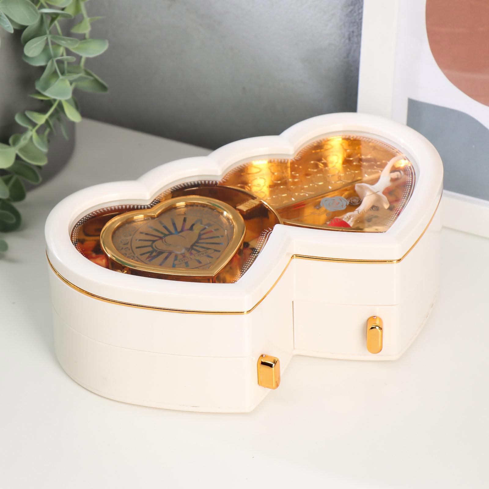 Изображение товара Шкатулка музыкальная "Белые сердца" 12.5x21.5x7.5 см