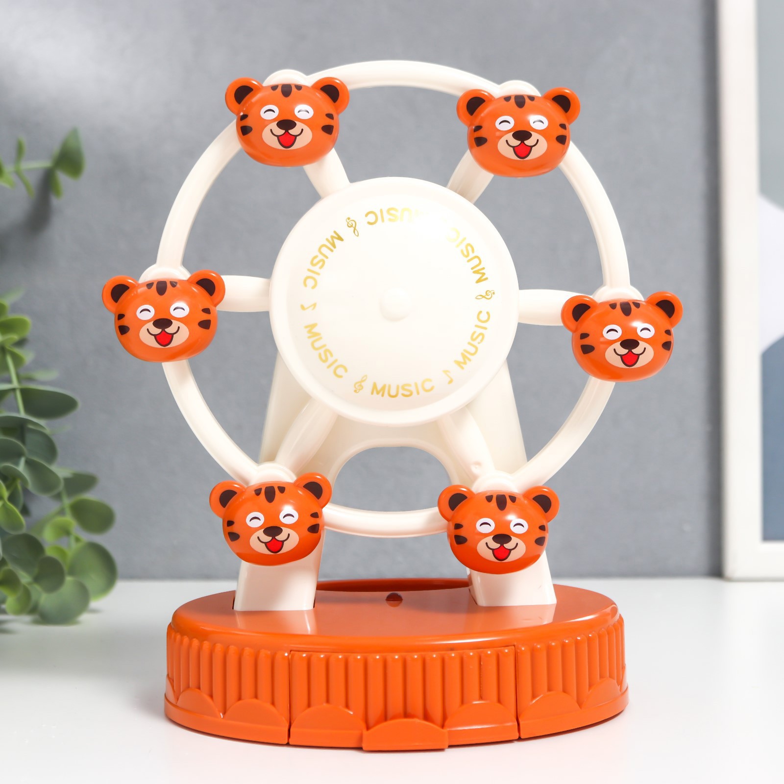 Изображение товара Шкатулка музыкальная свет "Колесо обозрения - тигр" 10.5x13.5x19 см