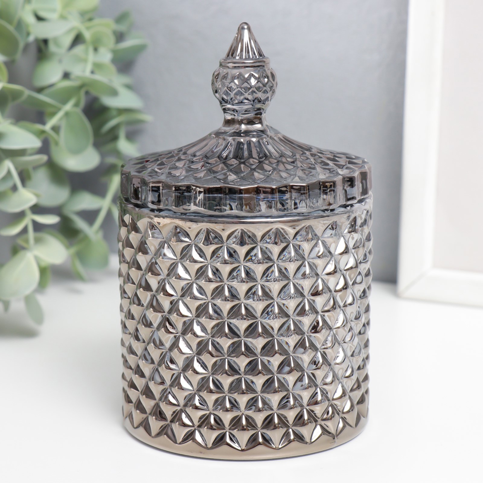 Изображение товара Шкатулка "Ромбы и купол" серый 14x8.2x8.2 см