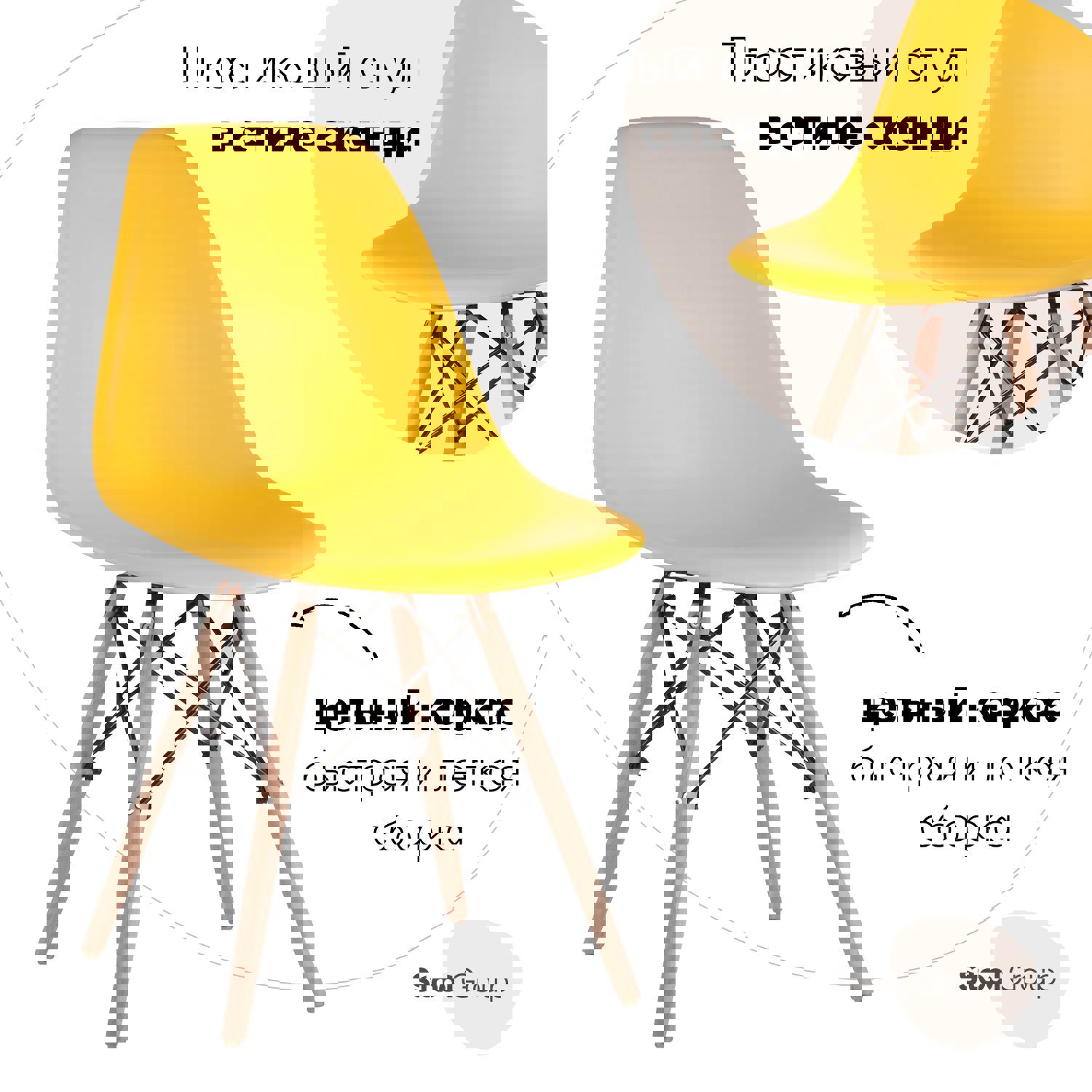 Изображение товара Стул кухонный Стул груп 8056PP Yellow 81x53x46 см пластик цвет желтый