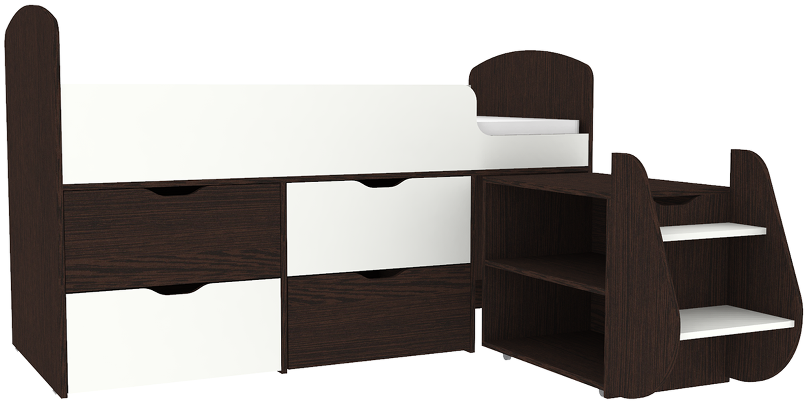 Изображение товара Кровать Кариви Малыш 7 чердак белый/венге 164x101x74 см