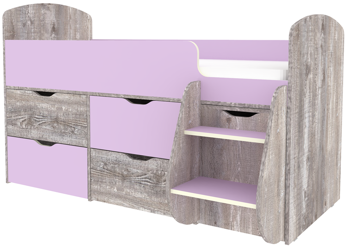 Изображение товара Кровать Кариви Малыш 7 164x101x74 см цвет ирис/бетон