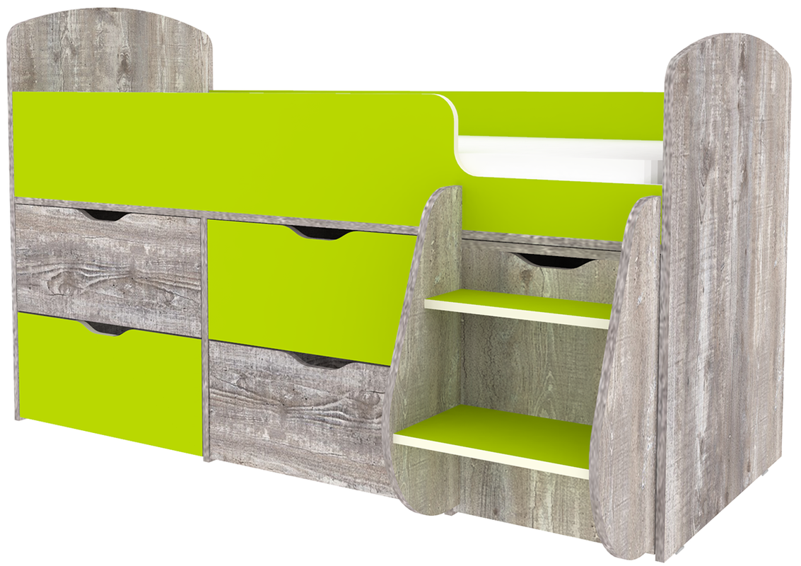 Изображение товара Детская кровать чердак Кариви Малыш 7 164x101 см бетон лайм