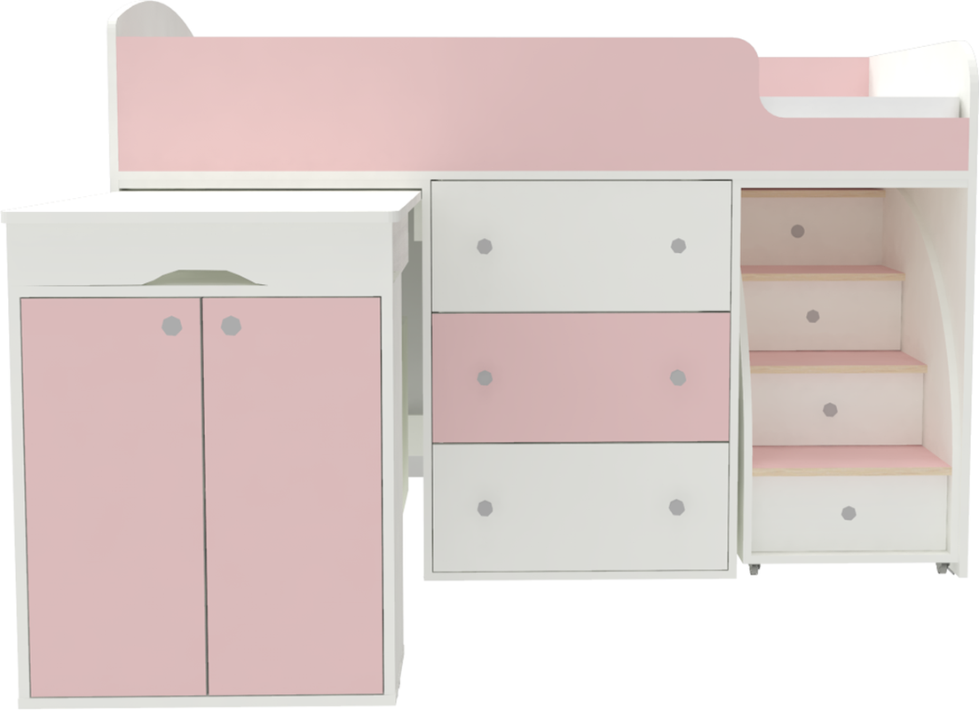 Изображение товара Кровать Кариви Малыш 163.2x113.2x73.3 см цвет белый/розовый