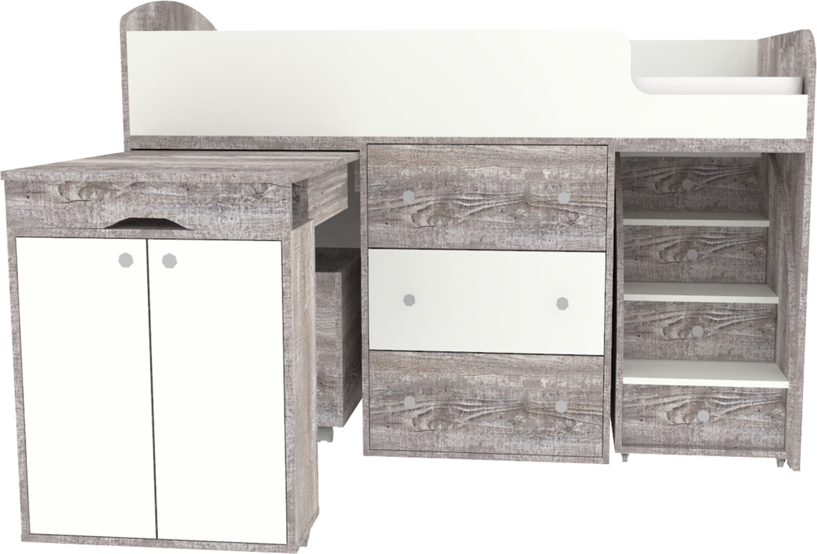 Изображение товара Кровать чердак Кариви Малыш с комодом и столом