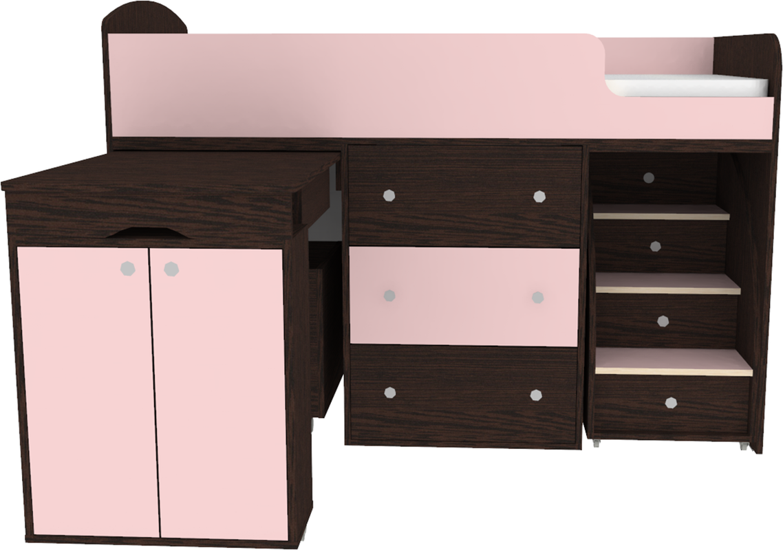 Изображение товара Кровать Кариви Малыш 163.2x113.2x73.3 см цвет венге/розовый