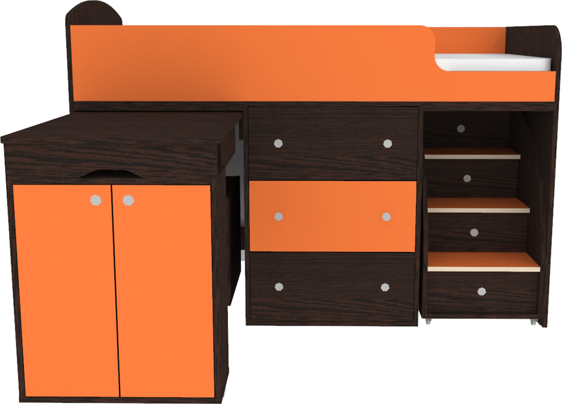Изображение товара Кровать Кариви Малыш 163.2x113.2x73.3 см цвет венге/оранжевый