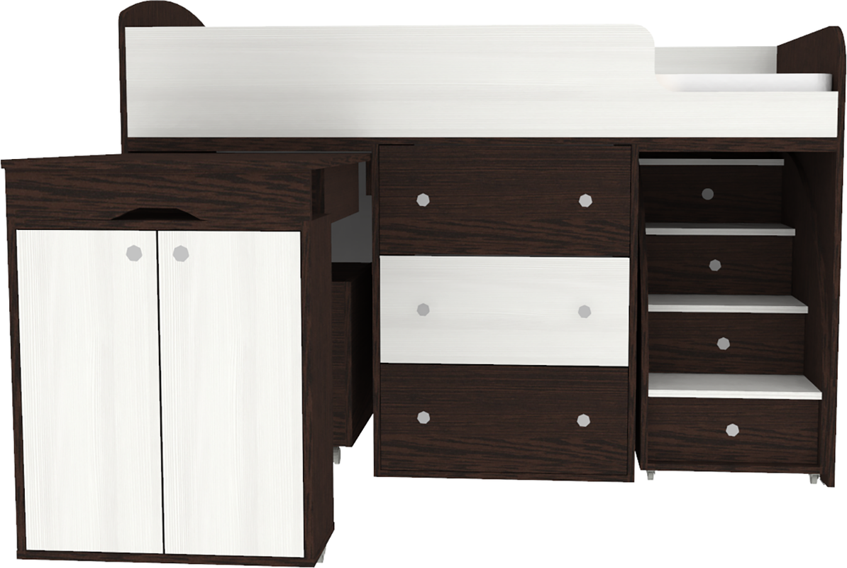 Изображение товара Кровать Кариви Малыш 163.2x113.2x73.3 см венге/белое дерево