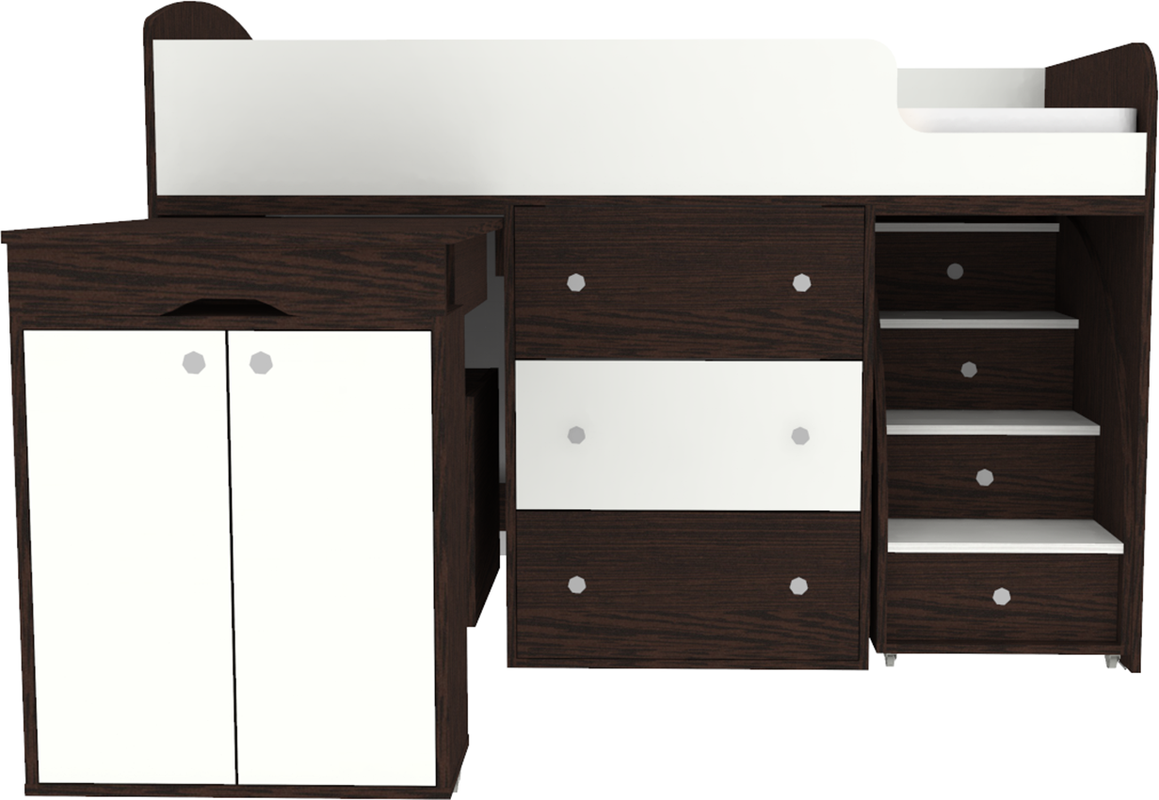 Изображение товара Кровать Кариви Малыш 00001-02-33-00 163.2x113.2x73.3 см цвет белый/венге