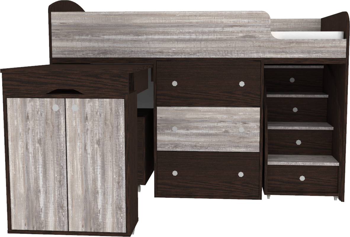 Изображение товара Кровать Кариви Малыш чердак, венге/бетон, 163.2x113.2x73.3 см