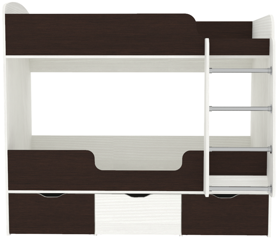 Изображение товара Детская двухъярусная кровать Кариви КИВи венге с ящиками 163x145 см