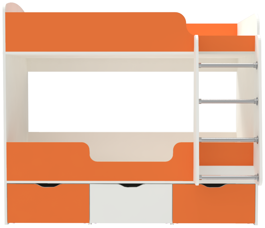 Изображение товара Детская двухъярусная кровать Кариви Малыш двойняшка 70x160 цвет белый оранжевый