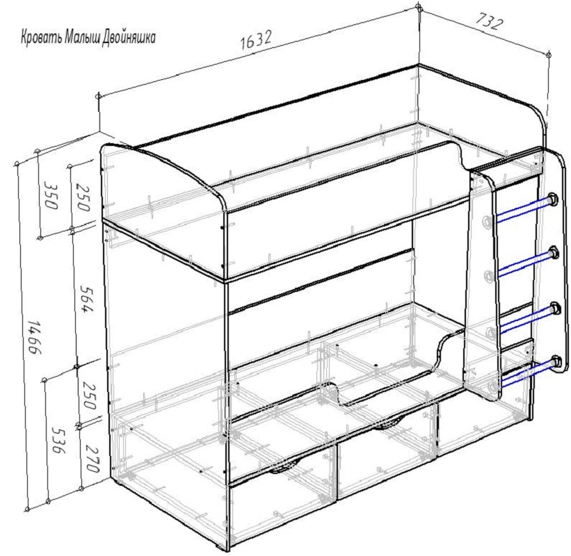 Изображение товара Двухъярусная кровать Кариви КИВи 163x145 см светлое дерево