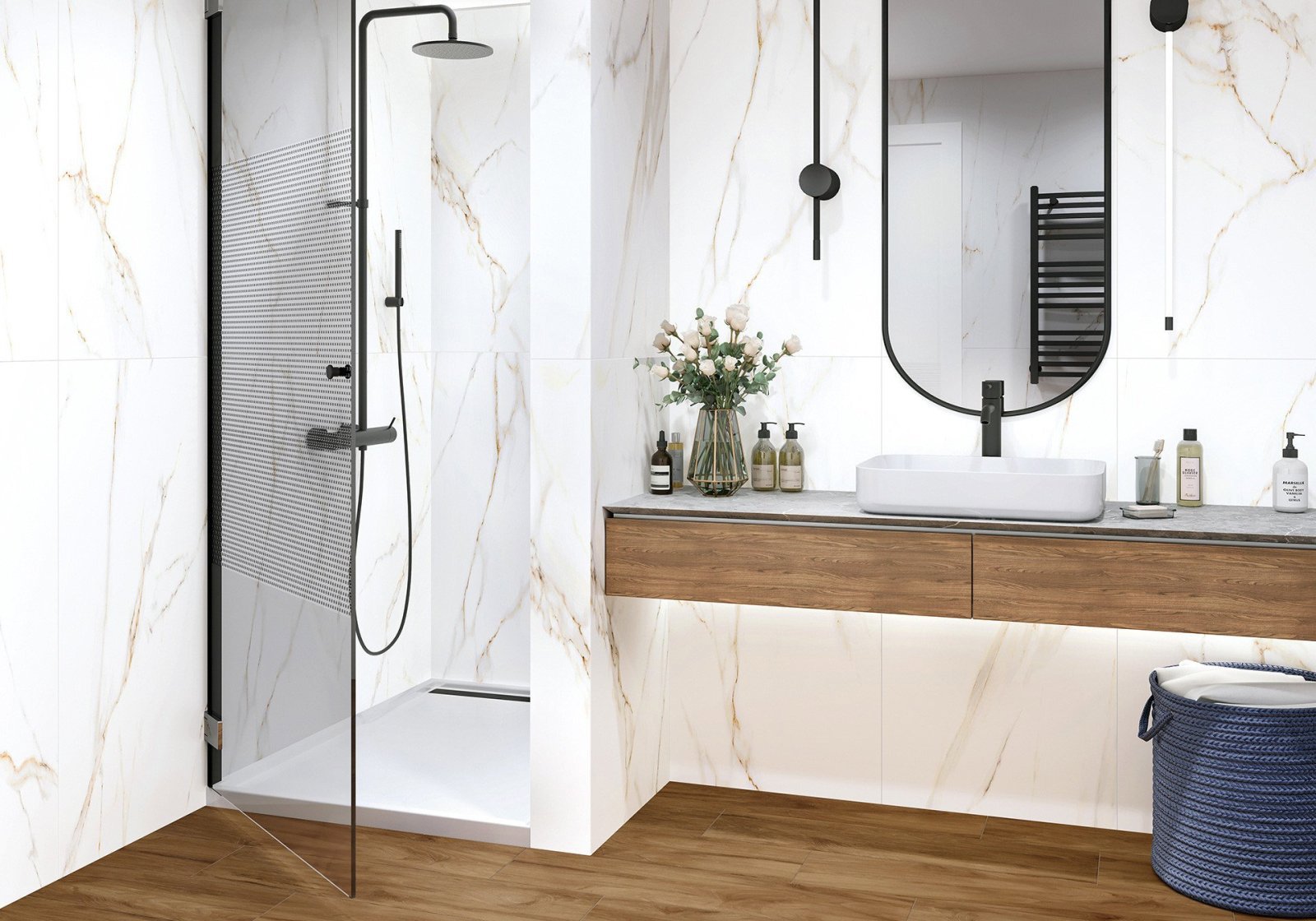 Изображение товара Керамогранит Alma ceramica GFA114ECL04P 57x114 см белый эффект мрамора