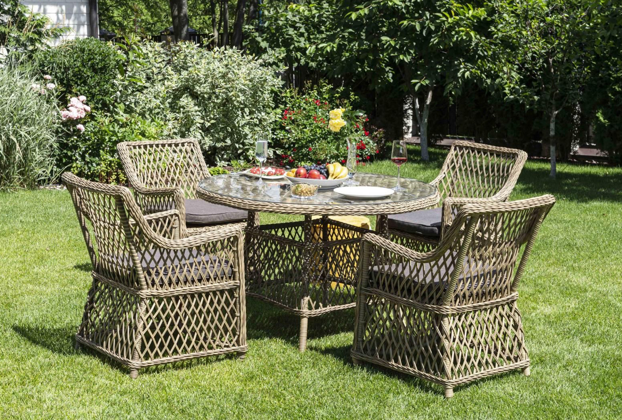 Изображение товара Садовая мебель для обеда 4sis Доппио из искусственного ротанга, 5 предметов