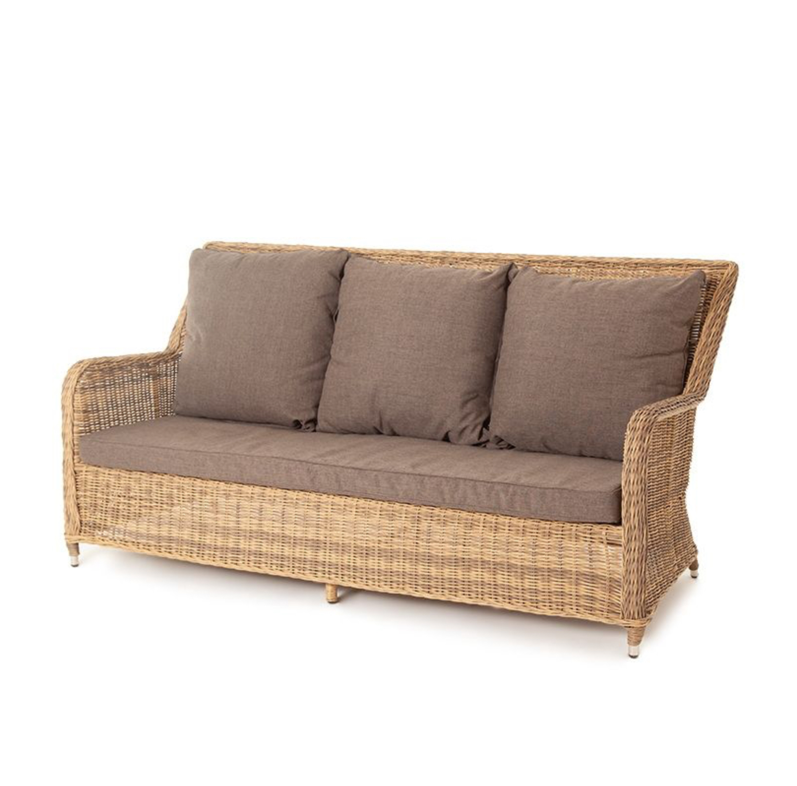 Изображение товара Диван садовый Гляссе 3 места искусственный ротанг бежевый с подушками