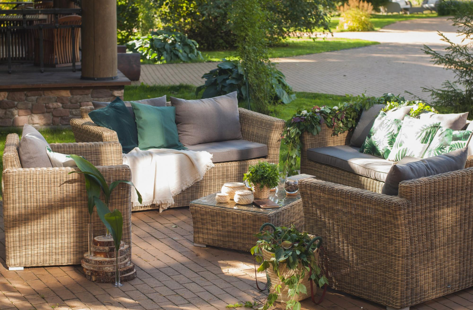 Изображение товара Садовая мебель для отдыха 4SIS Капучино Дабл 7 мест комплект с подушками