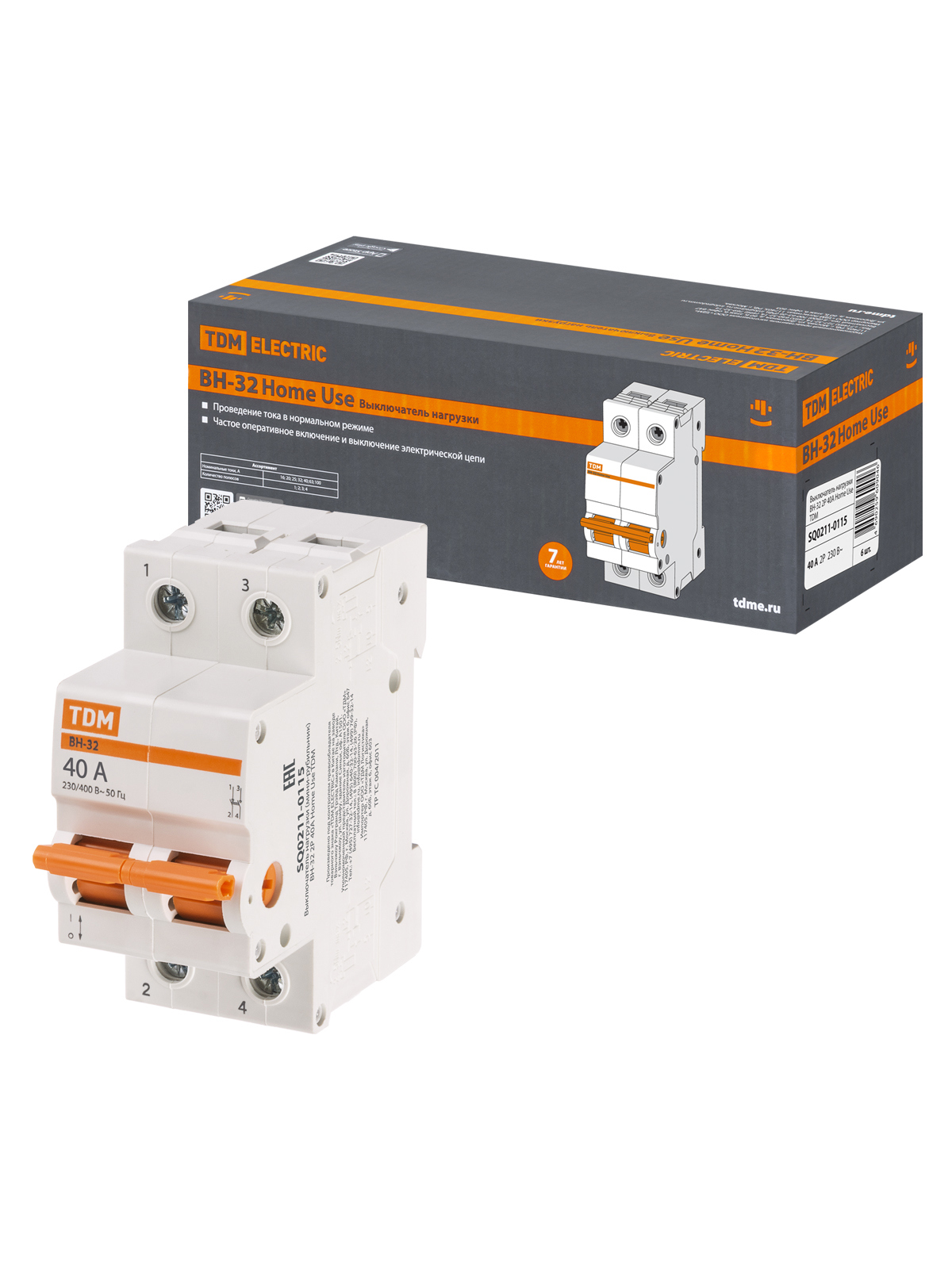 Изображение товара Выключатель нагрузки ВН 32 2P C40 A TDM ELECTRIC