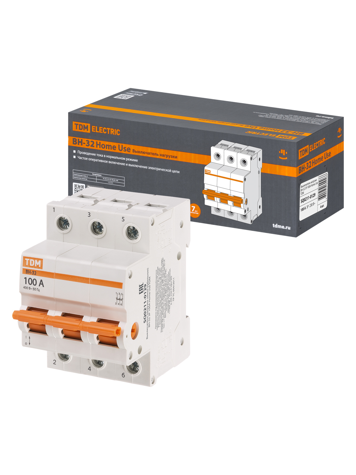 Изображение товара Выключатель нагрузки Tdm electric ВН-32 3P C100 А SQ0211-0129