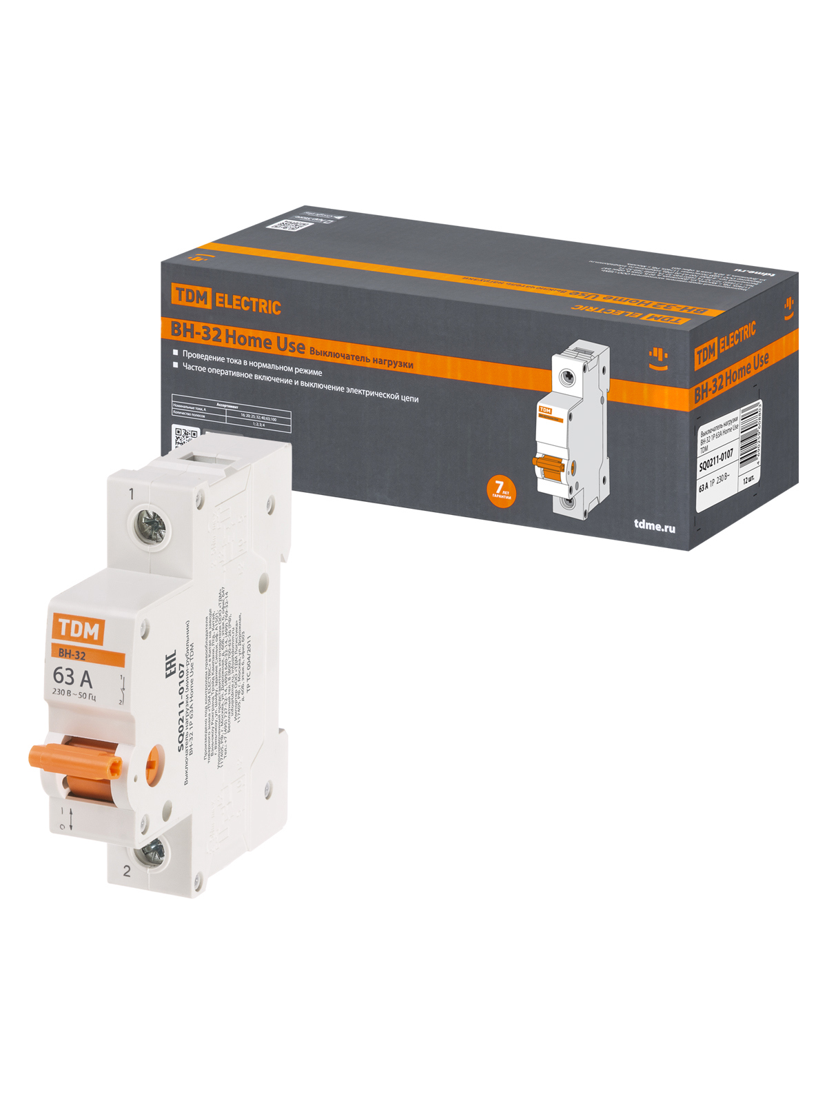 Изображение товара Выключатель нагрузки ВН 32 1P C63А TDM ELECTRIC