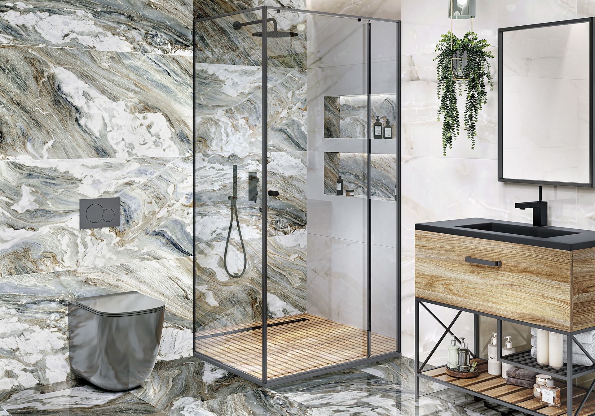 Изображение товара Керамогранит LCM Cascade Natural 60x60 см бежевый мраморный эффект