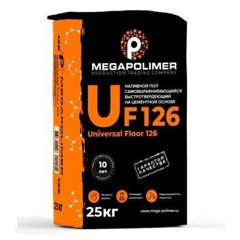 Изображение товара Наливной пол самовыравнивающийся Megapolimer Universal Floor 126 серый 25кг Изображение товара Наливной пол самовыравнивающийся Megapolimer Universal Floor 126 серый 25кг