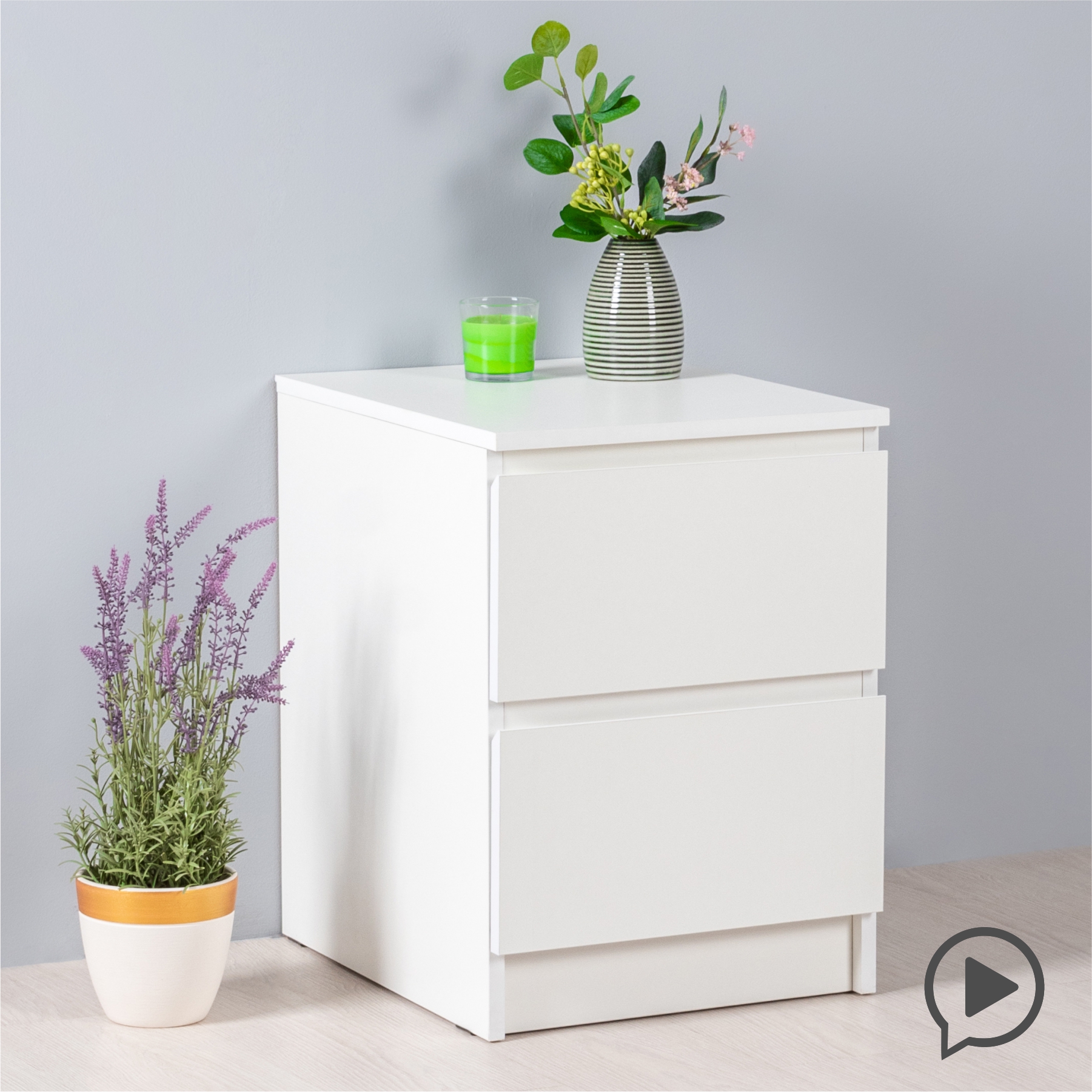 Изображение товара Тумба прикроватная Моби 16.05 39.9x55x48. см 2 ящика ЛДСП цвет белый шагрень