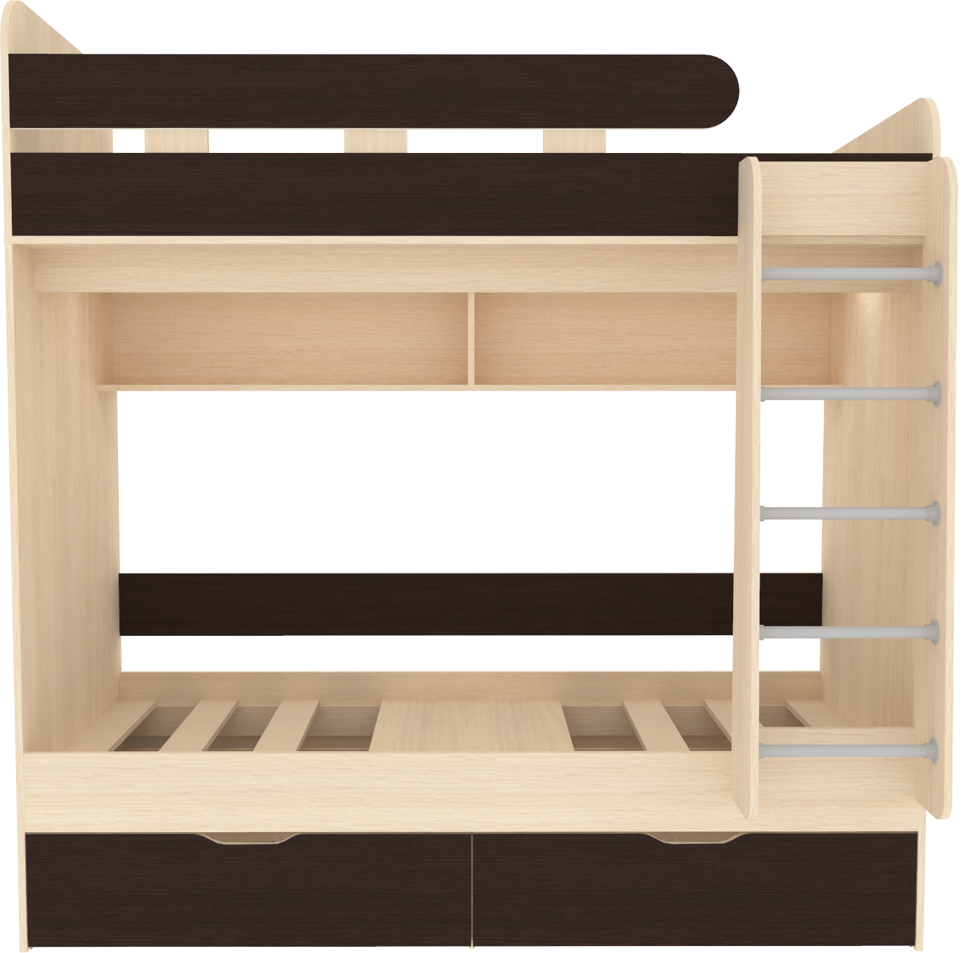 Изображение товара Кровать Кариви Юниор 2-х ярусная 80x190 см из ЛДСП безопасная и функциональная