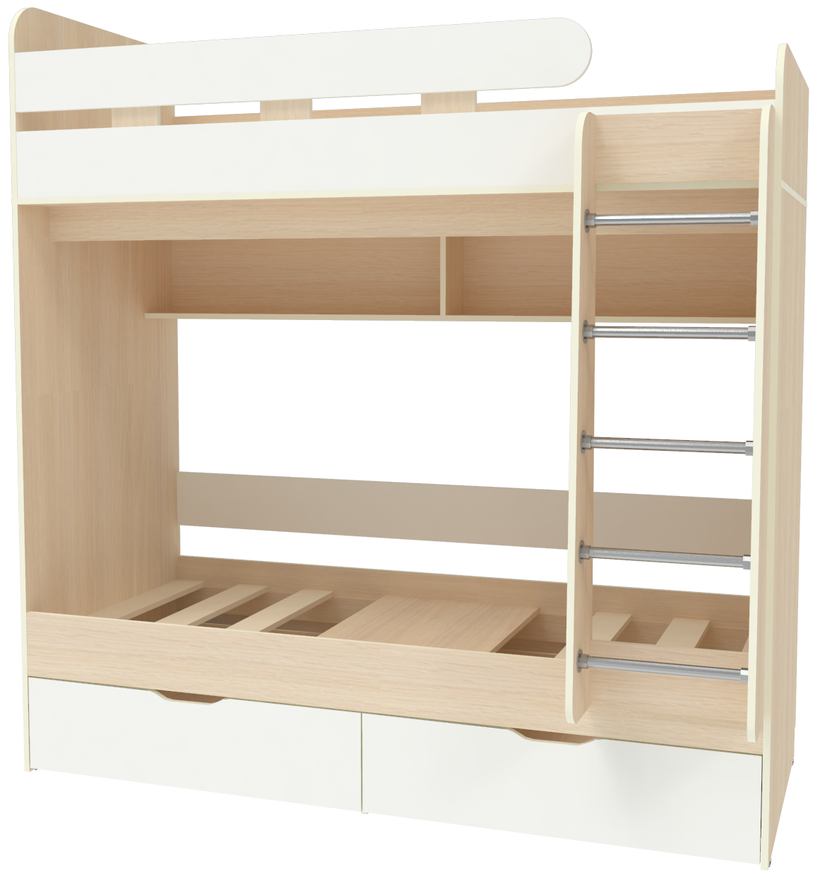 Изображение товара Двухъярусная кровать Юниор 5 Кариви из ЛДСП белого цвета