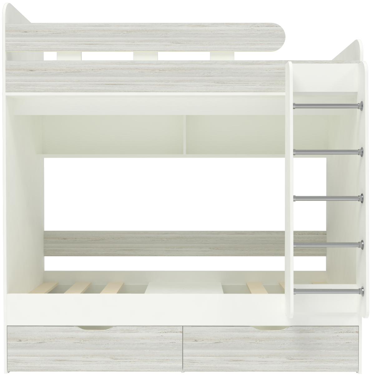 Изображение товара Детская двухъярусная кровать Кариви Юниор 5 194x202x104 см белый акрил