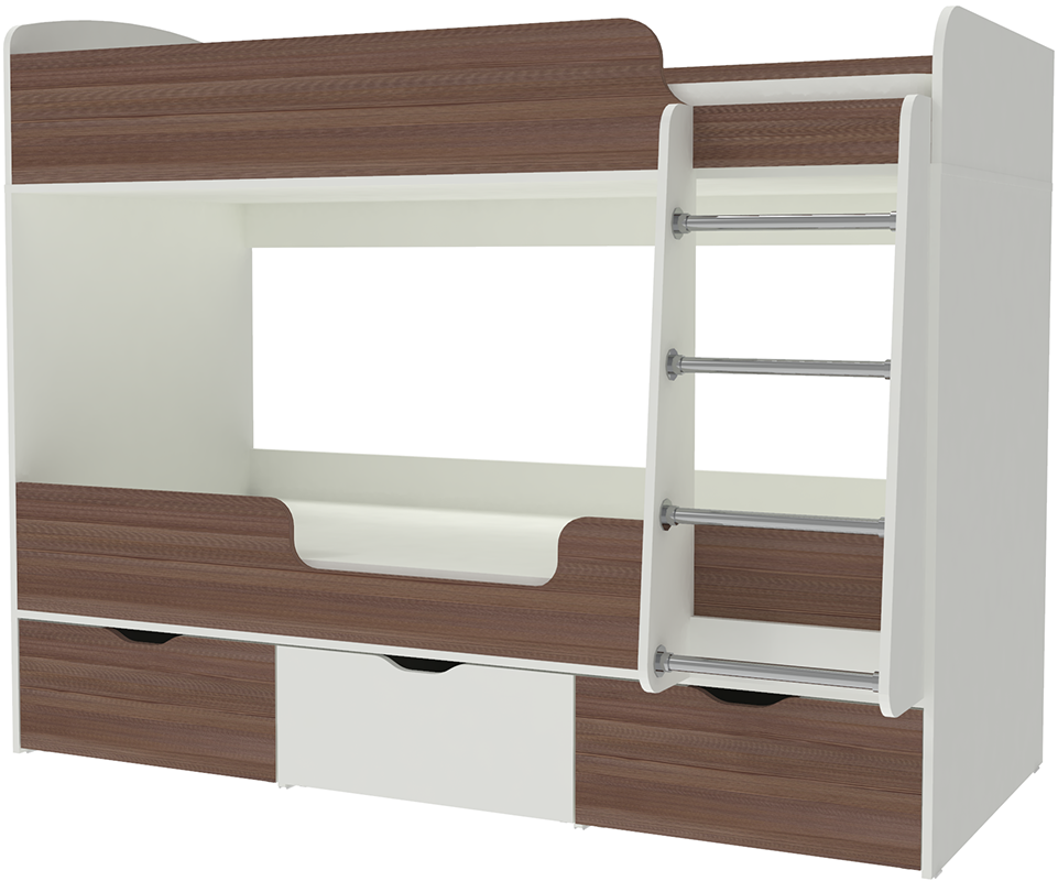 Изображение товара Кровать Кариви Малыш двойняшка 00561-33-03-00 белая/темно-коричневая 183x146 см