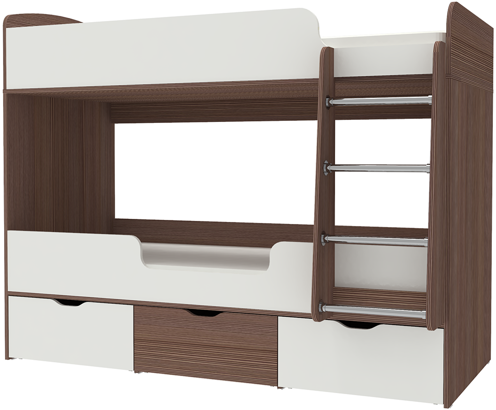 Изображение товара Кровать Кариви Малыш двойняшка 00561-03-33-00 183x146x83 см ЛДСП цвет белый/бодега темный