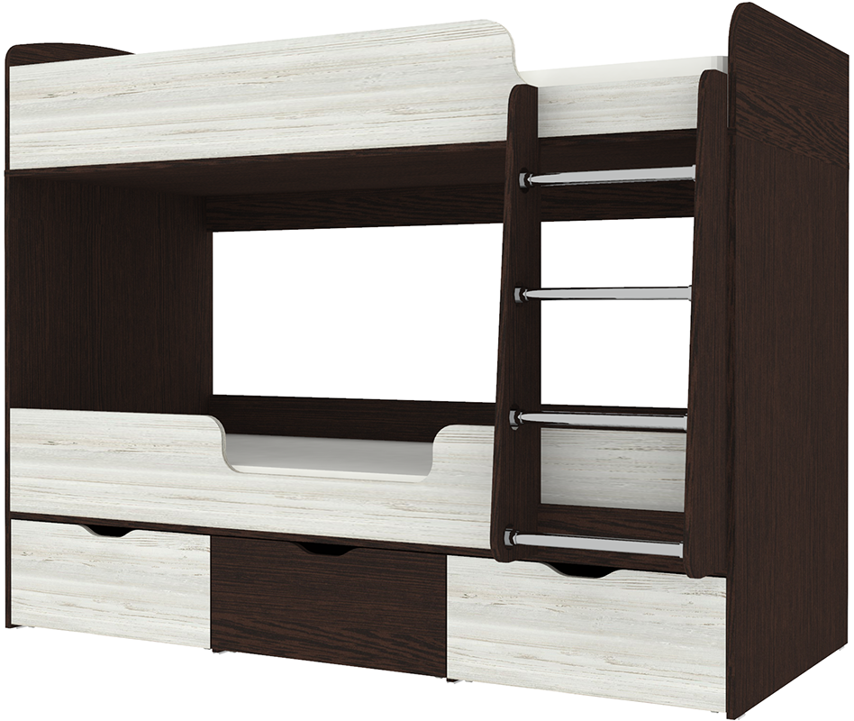 Изображение товара Кровать Кариви Малыш двойняшка 00561-02-30-00 183x146x83 см ЛДСП цвет венге/винтерберг